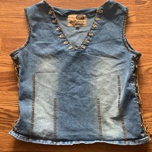 Crest Jeans denim wear boho denim sleeveless top